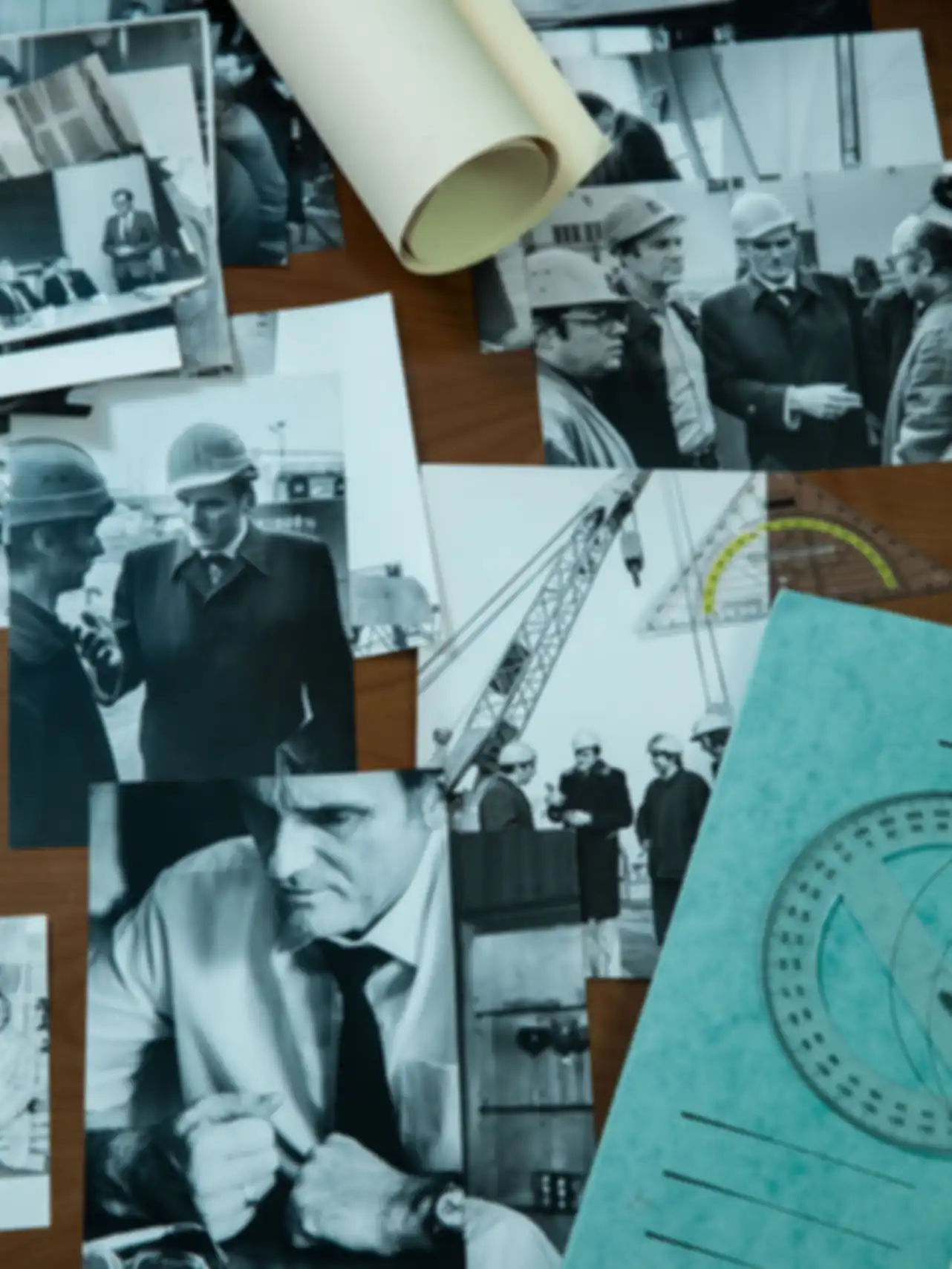 Several photos by Horst Bendix are scattered across a table