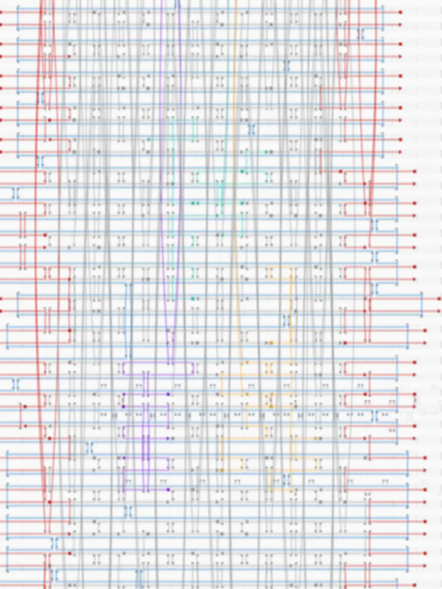 A geometric technical sketch with different line colors