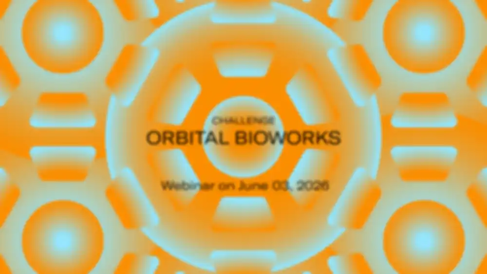 Key Visual "Orbital Bioworks Challenge" mit Text "Webinar on June 03, 2026"