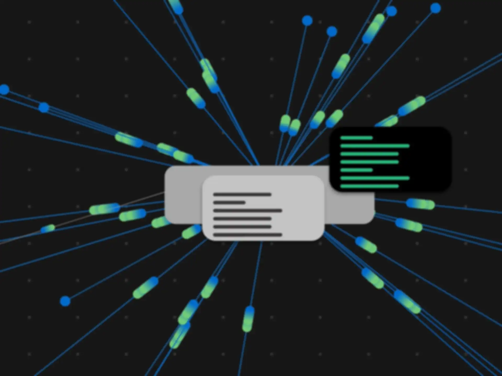 Key Visual "Law as Code" mit abstrakter Darstellung von Daten und Text