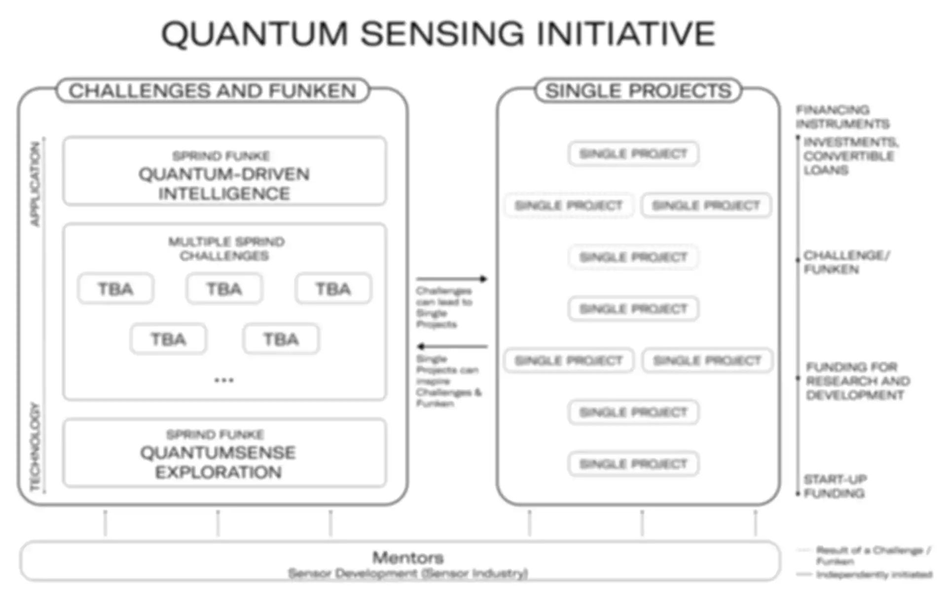 Overview of the Quantum Sensing Initiative: broken down by Challenges/Funken and Single Projects