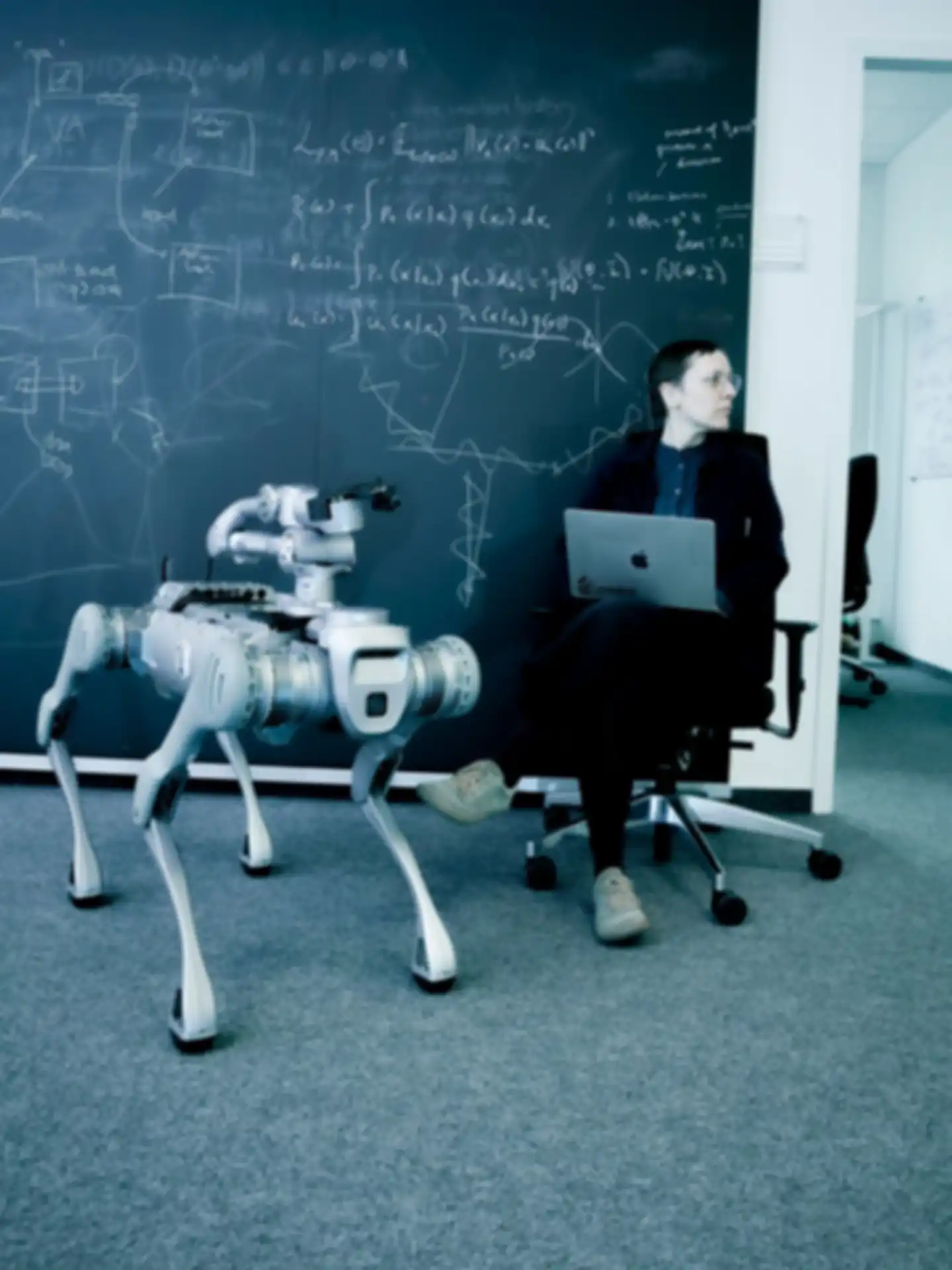 Maike Kaufmann and the Polybot prototype