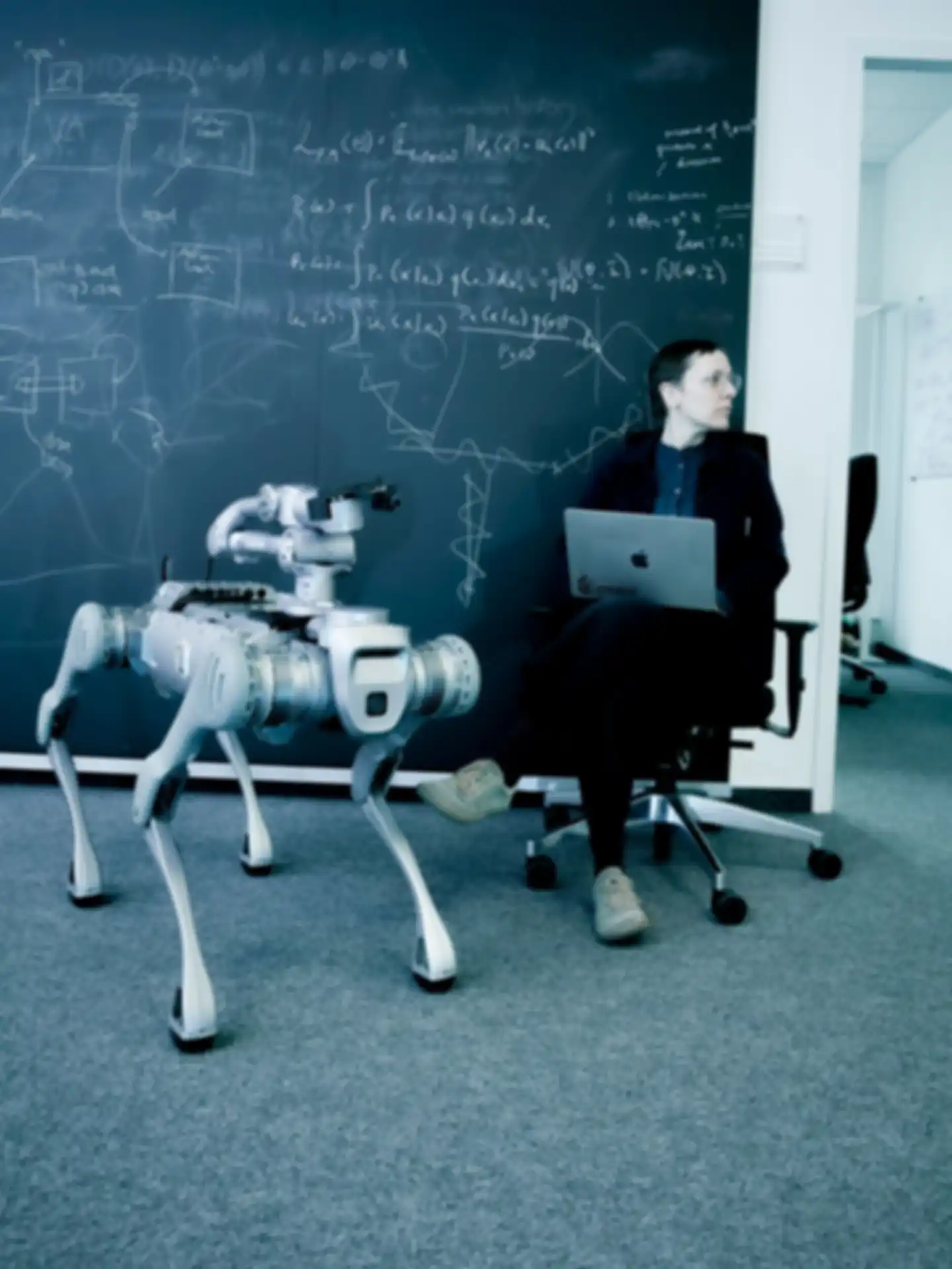 Maike Kaufmann and the Polybot prototype