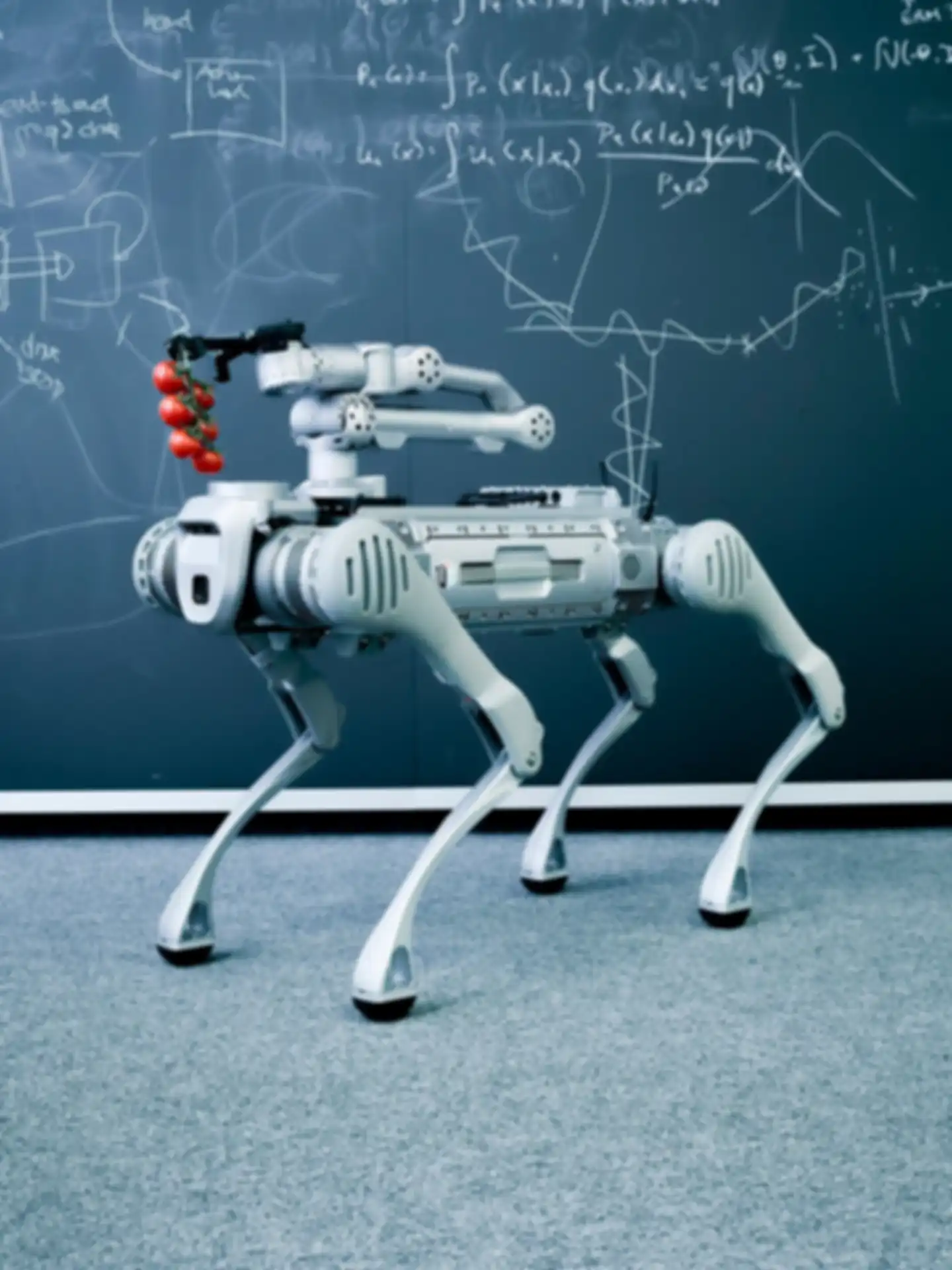 Polybot robot with vine tomatoes