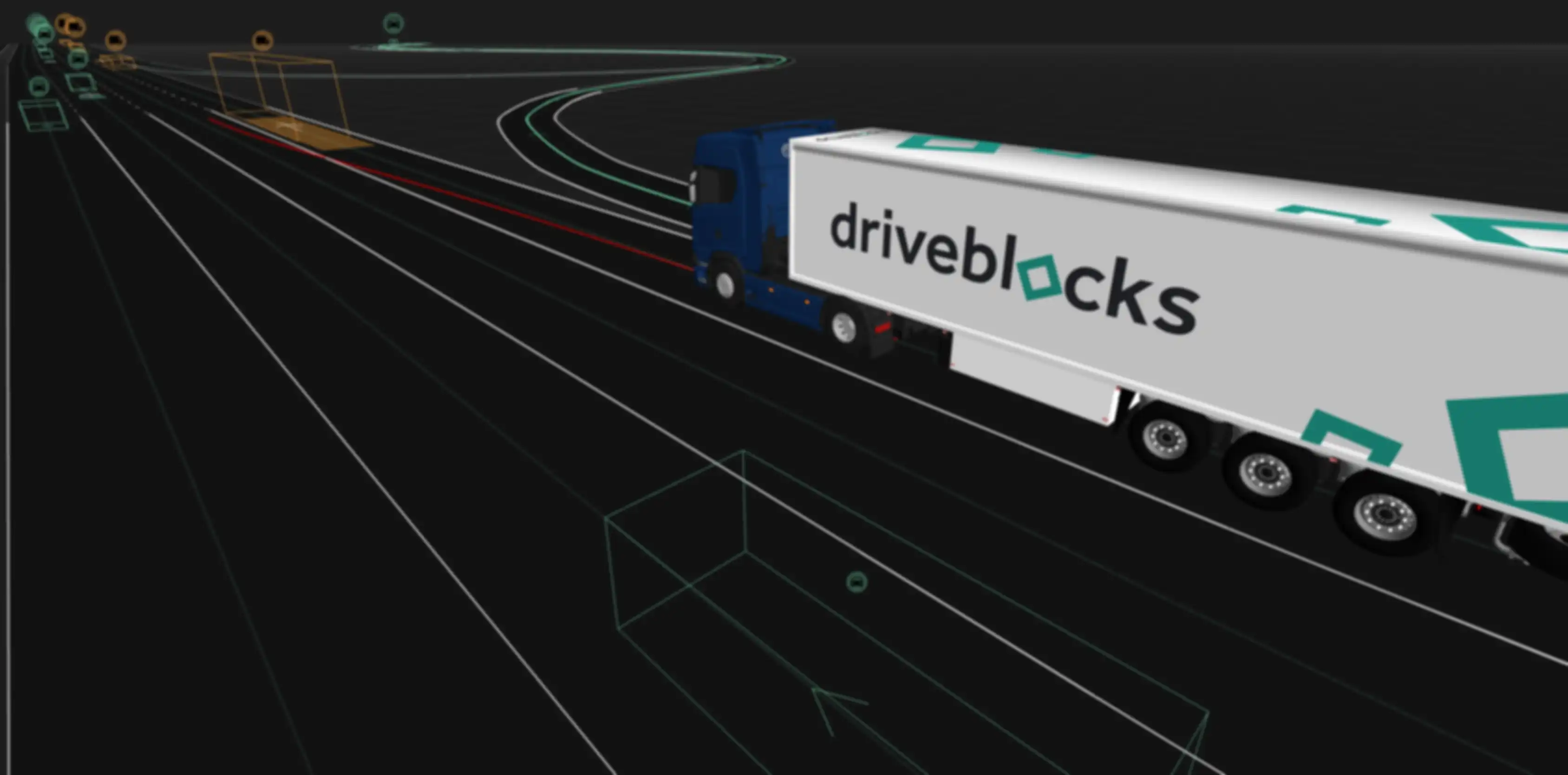 An animation of a truck on a highway