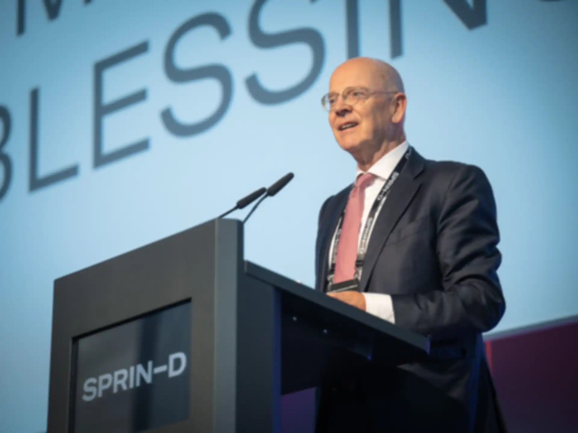 Picture of Martin Blessing as he delivers his speech