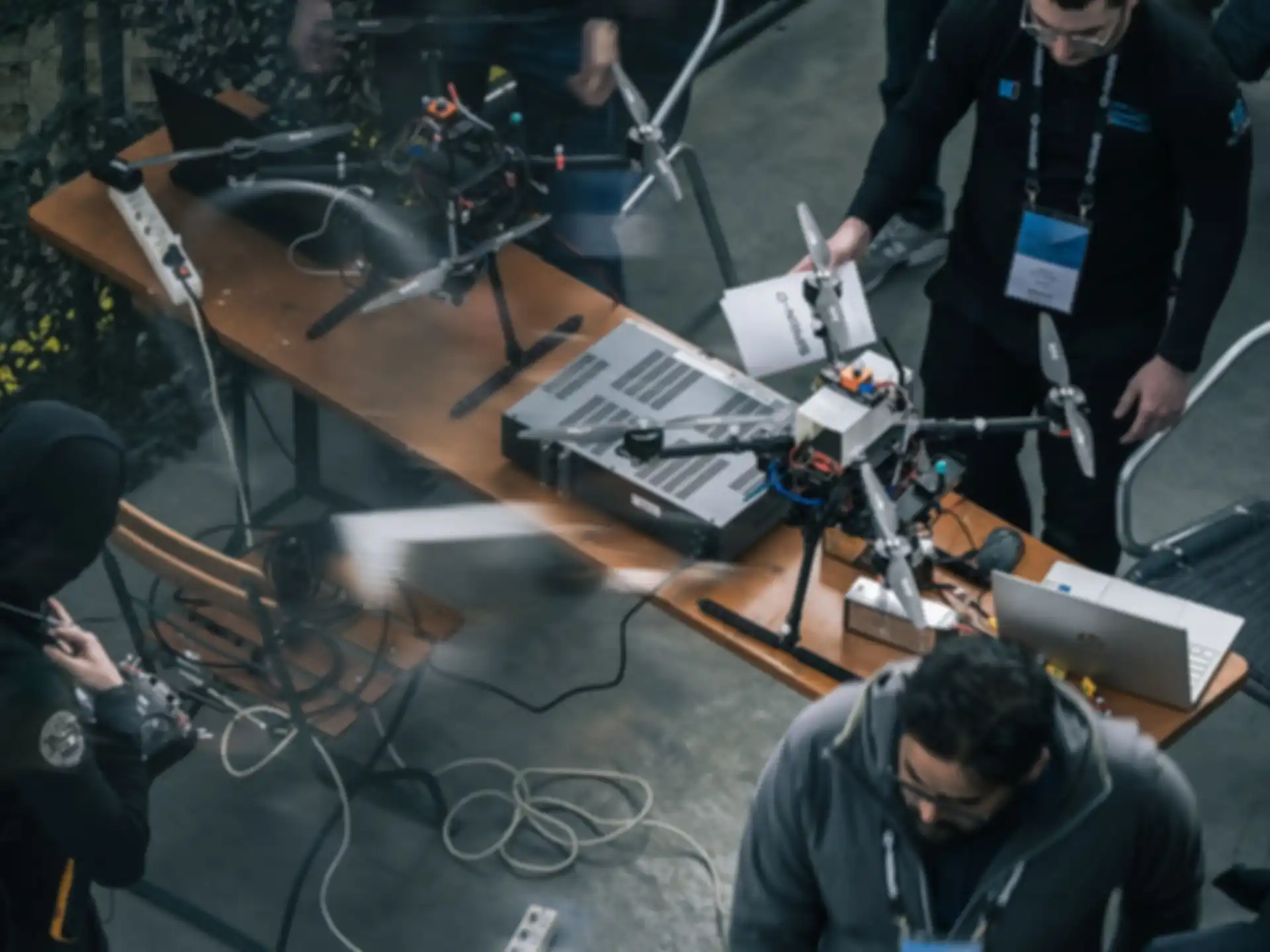 A drone is being prepared for the test.