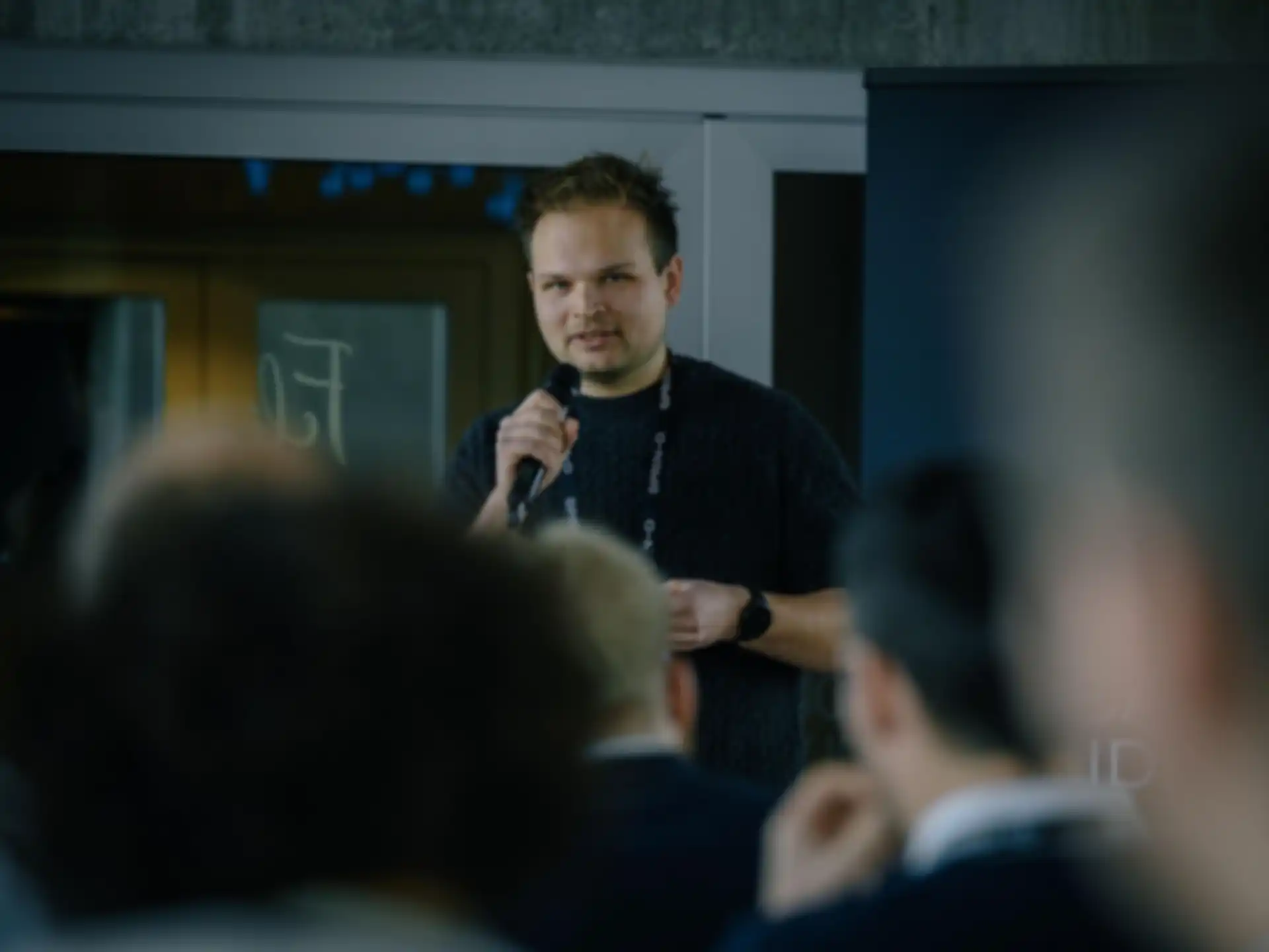 A speaker is giving a presentation.