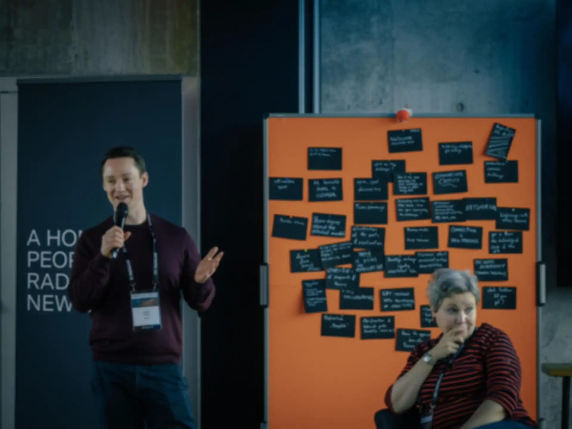 A speaker is giving a presentation.