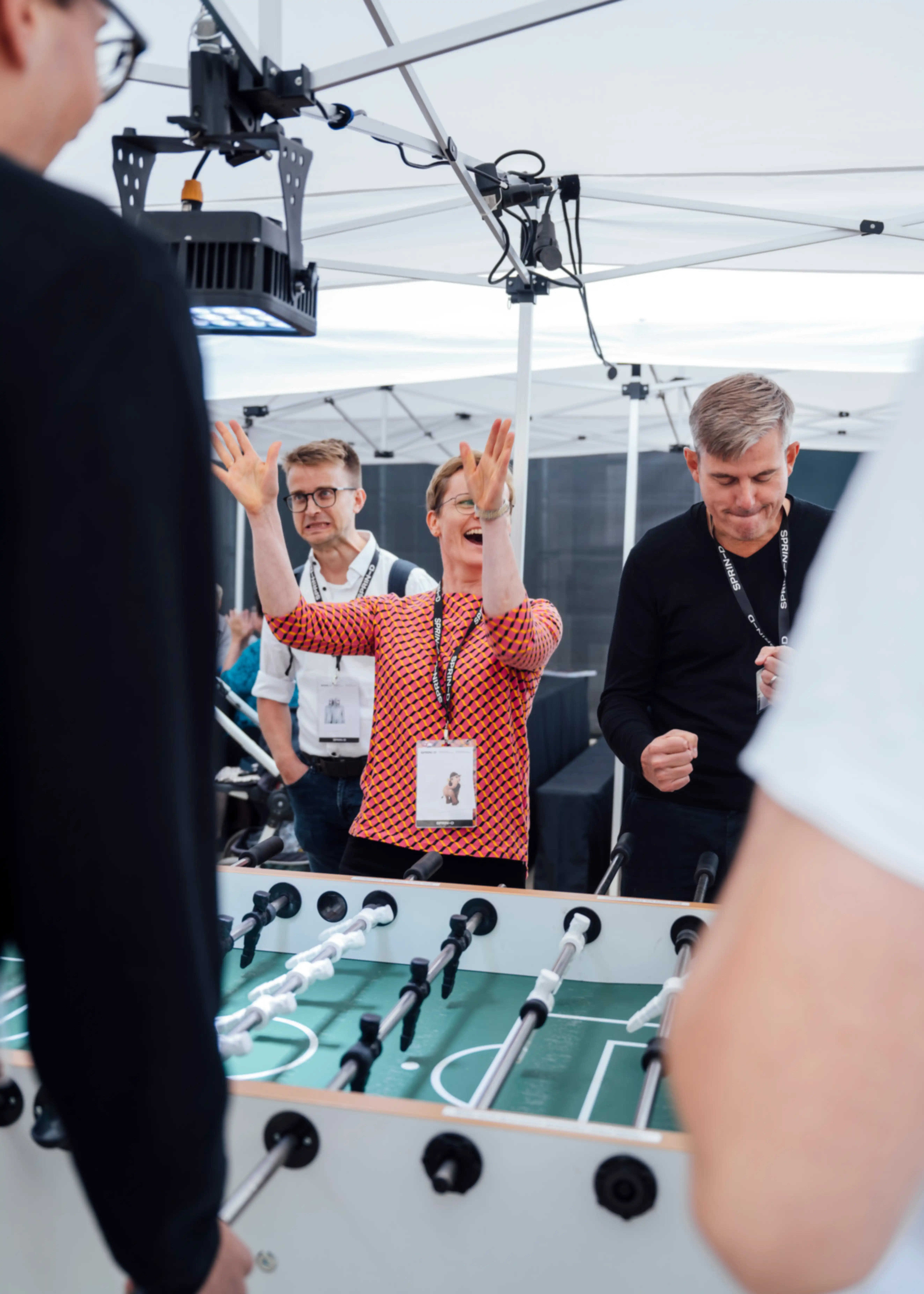 Berit Dannenberg and others playing table football