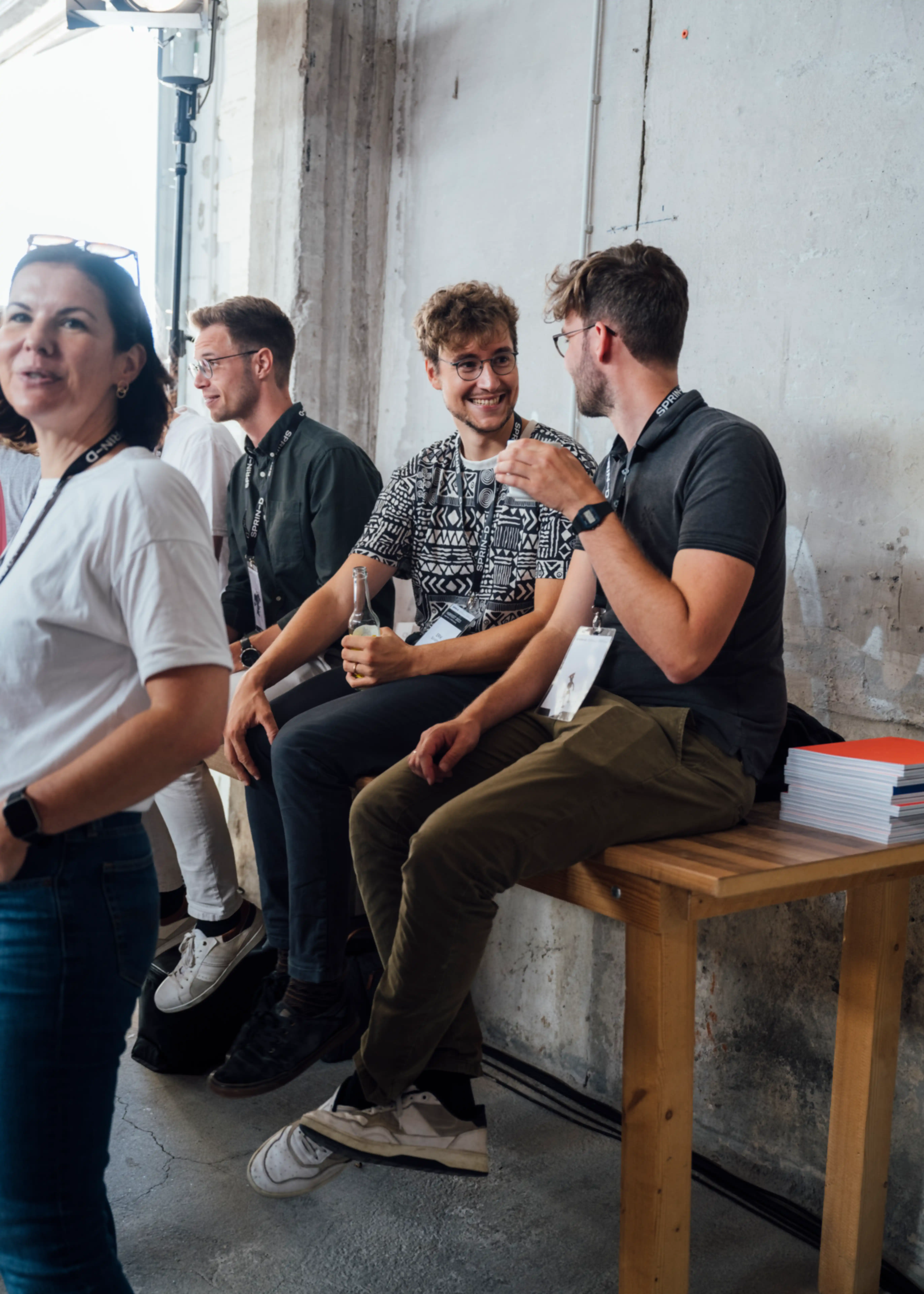 Several people in conversation